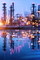 Fototapeta premium A symbolic bridge linking economic stability to fossil fuel pricing charts.