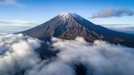 Majestic volcano eruption indonesia aerial photography cloudy atmosphere scenic view natural wonder