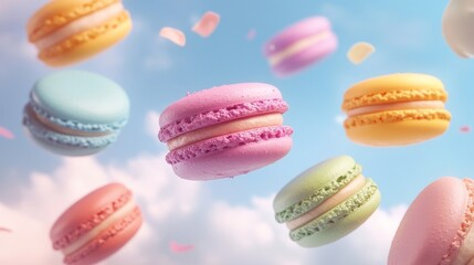 Obraz premium colorful macaroons on a white background