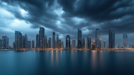 Naklejka premium Dramatic panoramic view of a modern city