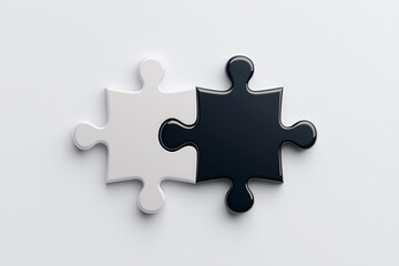 Obraz premium Puzzle pieces connecting in symbolic representation of unity and diversity on neutral background