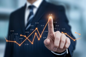 Businessman Analyzing Growth Trends on Digital Interface