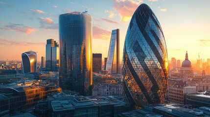 London skyline at sunset
