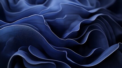 Obraz premium Abstract deep blue draped fabric folds, digital art, textures