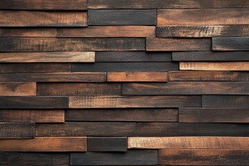 Naklejka premium Wood plank wall paneling. Intricate pattern of varying shades of brown