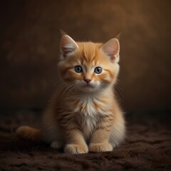 Obraz premium Adorable Golden Kitten Peeking with Innocent Curiosity