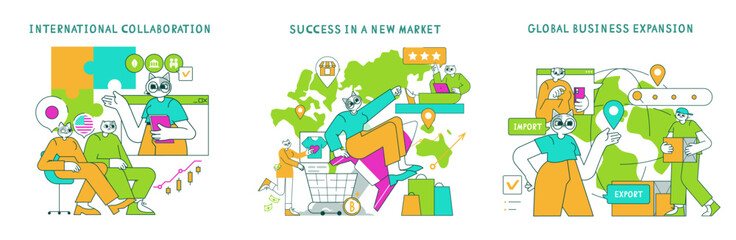 Business Cat. Flat Vector Illustration