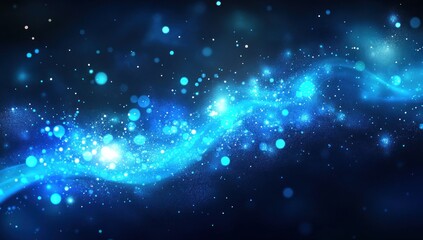 Obraz premium Abstract glowing blue light streaks, dark background