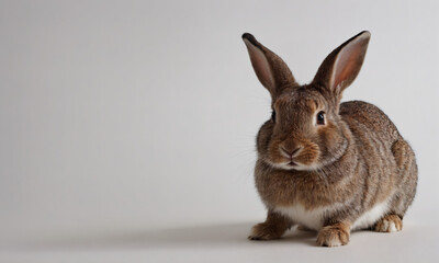 Obraz premium white rabbit on a grey background