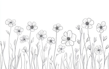 Simple line drawing of wildflowers