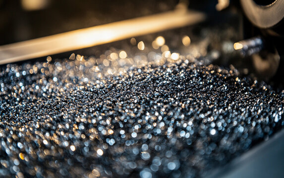 Close-up view of palladium metal being processed for manufacturing Generative AI