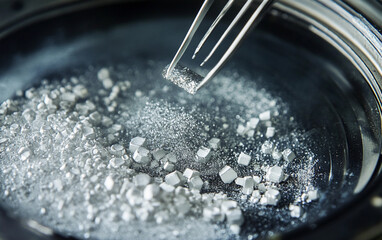 Close-up view of indium extraction process in a lab Generative AI