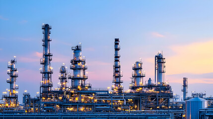 Industrial Complex At Sunset