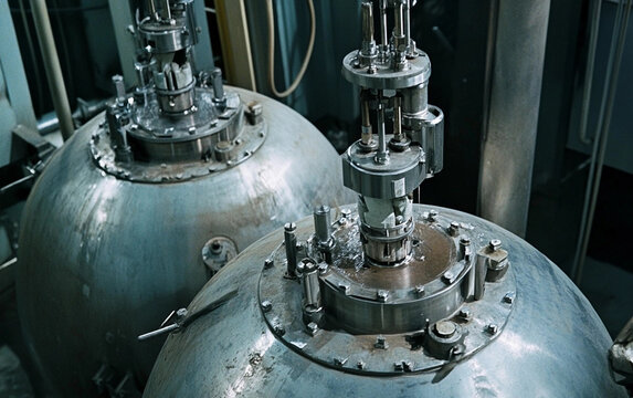 Close-up view of uranium enrichment equipment operation Generative AI