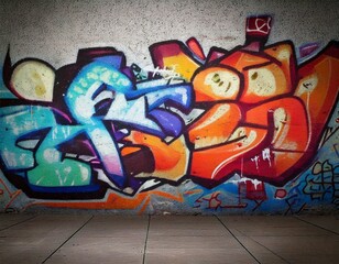 Urban Graffiti Art on Concrete Wall