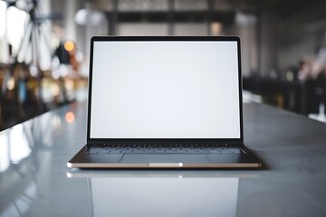 Sleek Modern Laptop with Blank White Screen Display