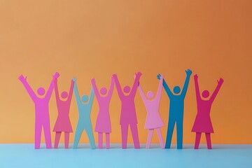 Colorful Figures Celebrating Teamwork and Connection