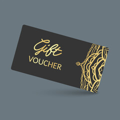 Elegant Black and Gold Gift Voucher Card with Ornamental Design