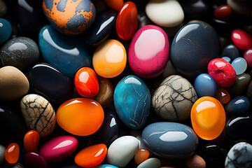 in its play of light and texture, submerged river rocks reveal intricate patterns and vibrant colors that captivate senses