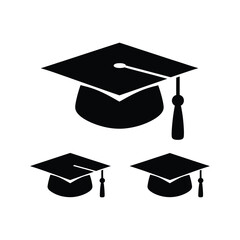 Graduation Cap Silhouette Vector | Black Mortarboard Icon for Education and Academic Design