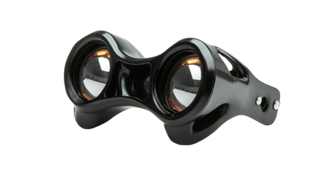 Innovative compact plastic headlight holder design modern workshop product showcase indoor close-up functional concept