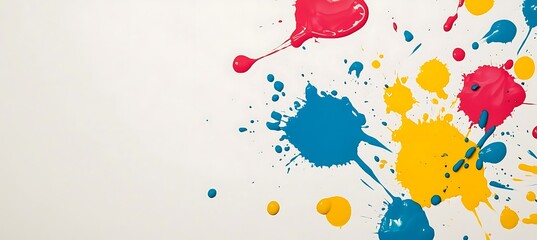 A creative agency banner with colorful splashes and room for a tagline