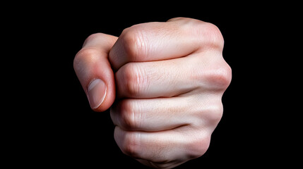 Closeup of a Clenched Fist Against a Black Background