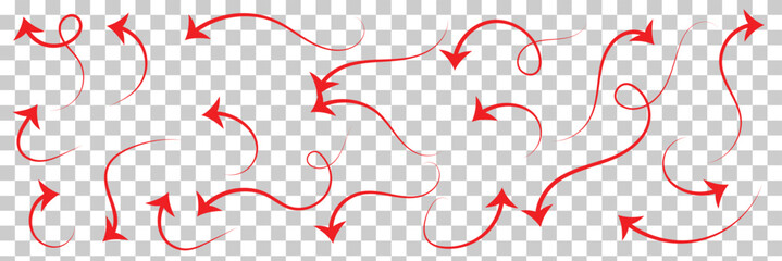 Hand drawn arrows set. Marker drawn arrows. Arrow icon. Arrows doodle. Editable stroke line icons. Vector illustration .