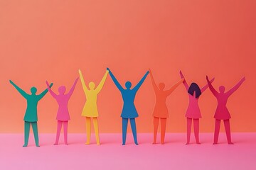 Colorful Paper People Celebrating Community Unity