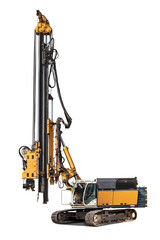 A powerful drilling rig is designed for deep excavation or foundation work. Pile driver. The...