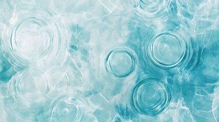 Panoramic Water Background with Ripples and Circular Rings