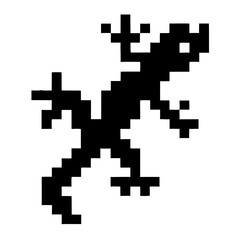 Obraz premium a pixelated silhouette of a lizard against a blank backdrop, showcasing a unique and artistic digital illustration. This image captures the essence of digital art