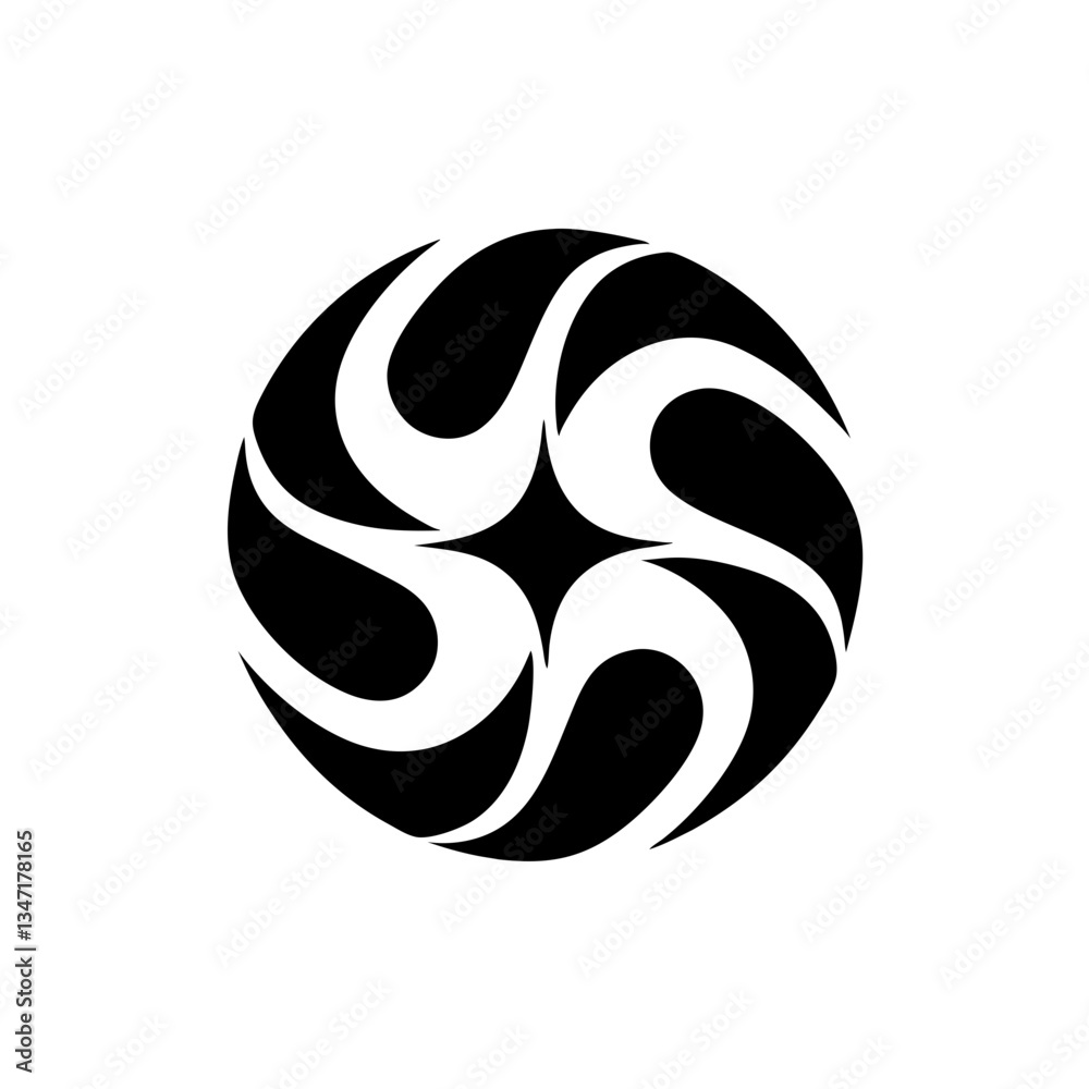 Aufkleber abstract black and white circular design element. the design features swirling patterns that create 