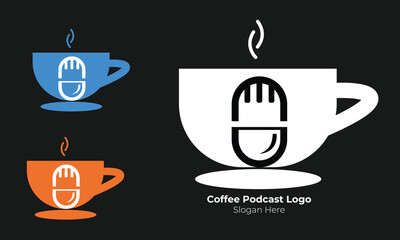 coffee podcast logo minimal design concept coffee, logo for business or podcast.
