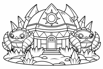 coloring page line art black silhouette vector