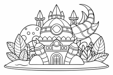 coloring page line art black silhouette vector