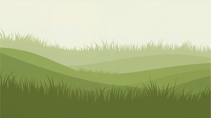 Obraz premium Green Grass Field Vector Background for Nature Design, Green Grass Illustration for Outdoor Scenes and Green Grass Landscape Art