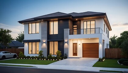 Fototapeta premium Luxury Real Estate Home Exterior with Elegant Close Up Detailing