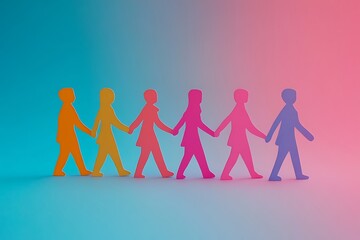 Colorful Paper People Figures Holding Hands Together1