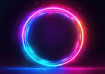 Obraz premium Circular neon glow, vibrant colors, abstract background
