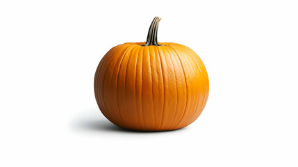 Obraz premium Single Orange Pumpkin Against White Background