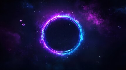 Obraz premium Mystical zodiac wheel with glowing constellations and planetary elements floating in deep space.