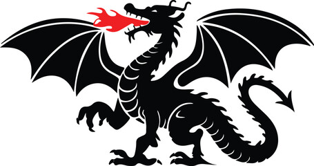 Majestic Dragon Vector Silhouette Design