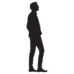 Fototapeta premium Cool Man Silhouette Standing Stylish Male Figure Clipart