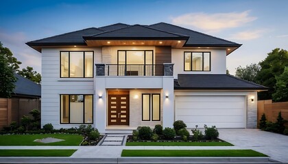 Fototapeta premium Luxury Real Estate Home Exterior with Elegant Close Up Detailing