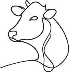 Cow Continuous Line Art Drawing – Black Vector Illustration