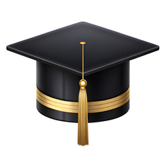 Black Academic Graduation Hat with Golden Tassel