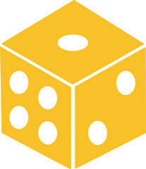 Dice icon. Playing cube rolling dice vector isolated on transparent background. Dice, die for casino gambling art icon for apps and websites. Vector illustration.