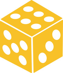 Dice icon. Playing cube rolling dice vector isolated on transparent background. Dice, die for casino gambling art icon for apps and websites. Vector illustration.