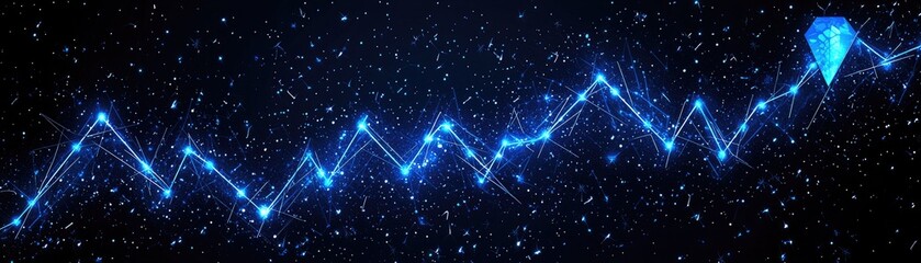 Ascending zigzag in space for data visualization, financial reports, growth charts